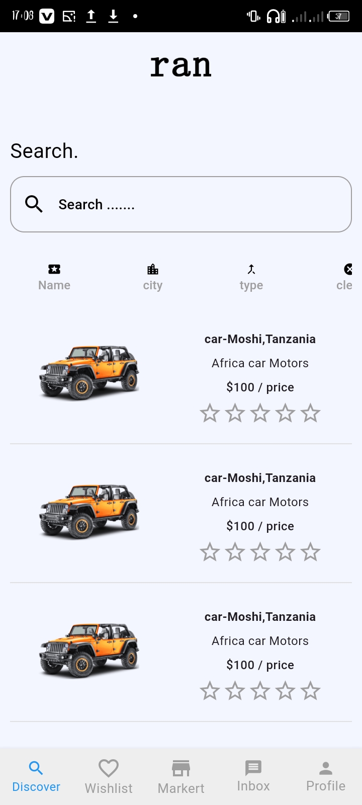 Ran App Screenshot – Transport & Vehicle Rental