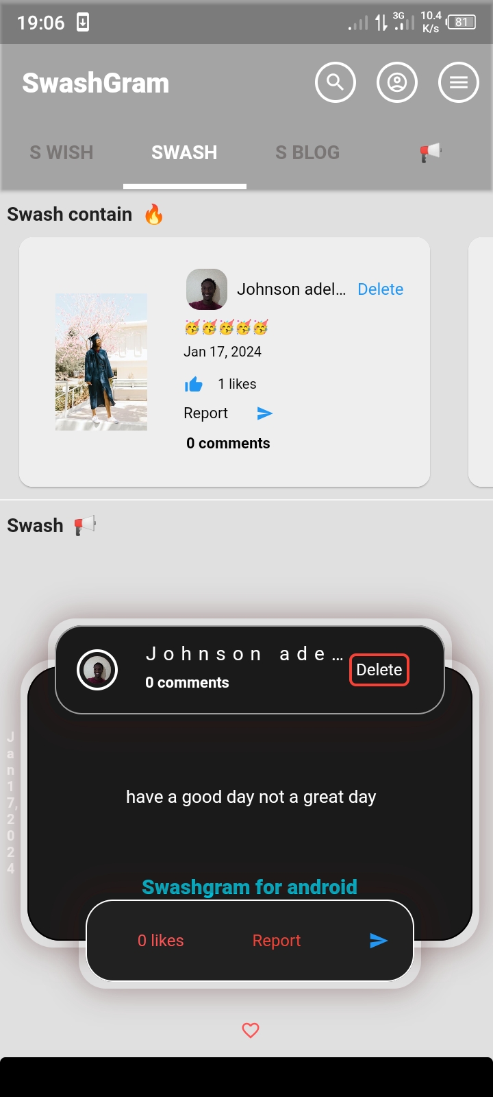Swashgram App Screenshot